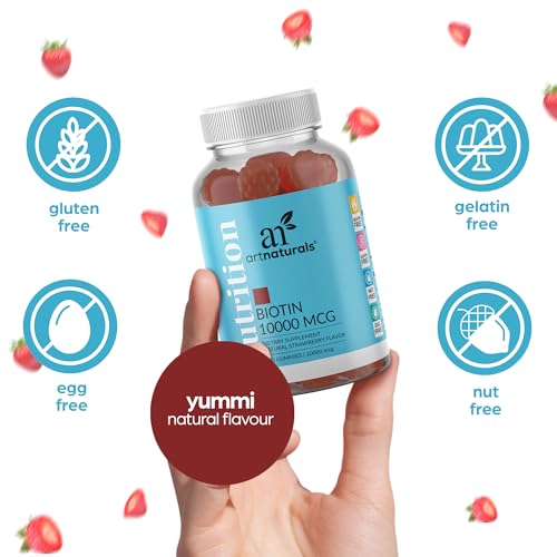 Artnaturals Biotin Gummies for Hair Growth - (100 Gummies - 10000mcg) - Natural Strawberry Artnaturals buy supplements canada