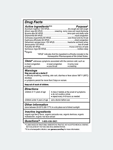 Genexa Cold Crush for Children – 60 Tablets | Certified Organic & Non-GMO, Physician Genexa buy supplements canada