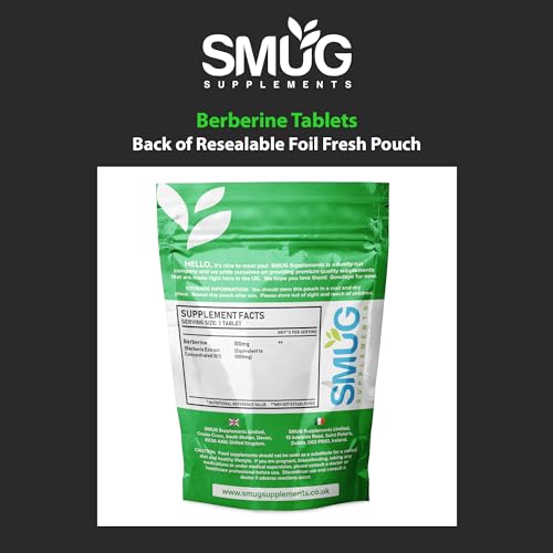SMUG Supplements Berberine Tablets - 100 High Strength 1000mg Pills - Can Promote SMUG Supplements buy supplements canada