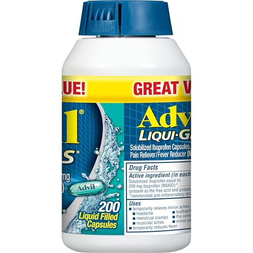 Advil Liqui-Gels Pain Reliever and Fever Reducer, Pain Medicine for Adults with Ibuprofen 200mg for Headache, Backache, Menstrual Pain and Joint Pain Relief - 200 Capsules, Advil PM Ibuprofen - 2 Ct Advil buy supplements canada