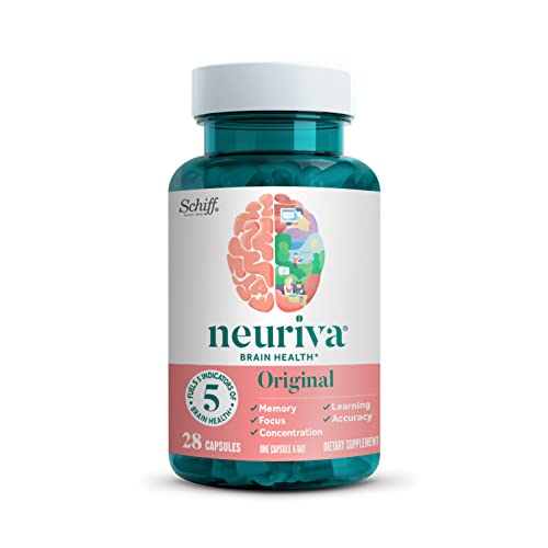 NEURIVA Original Decaffeinated Clinically Tested Nootropic Brain Supplement for Memory, Focus & Concentration, NeuroFactor & Phosphatidylserine, 28ct Capsules NEURIVA buy supplements canada