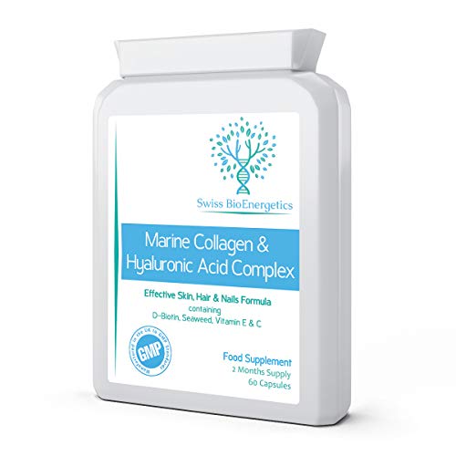 Marine Collagen & Hyaluronic Acid Complex - 60 Capsules - 500mg of Highly Bioavailable Naticol® Hydrolysed Collagen swiss bioenergetics buy supplements canada