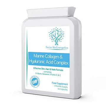 Marine Collagen & Hyaluronic Acid Complex - 60 Capsules - 500mg of Highly Bioavailable Naticol® Hydrolysed Collagen swiss bioenergetics buy supplements canada