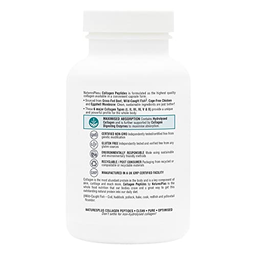 NaturesPlus Collagen Peptides Capsules - Premium Hydrolysed Collagen Supplement Type I, II, III, IV, V and X - Non-GMO, Gluten Free - 90 Capsules Nature's Plus buy supplements canada