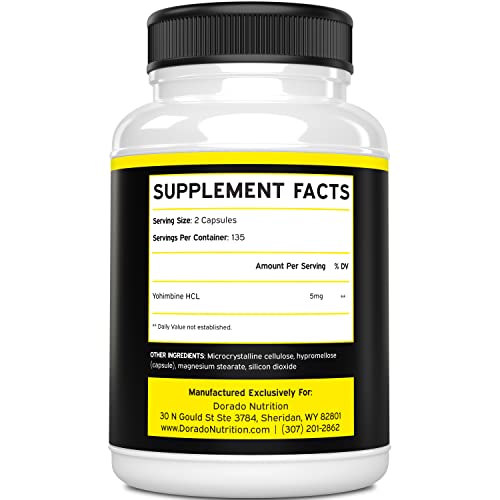 Yohimbine HCL 5mg For Men and Women (270 Capsules) - More Potent Than Yohimbe DORADO NUTRITION buy supplements canada