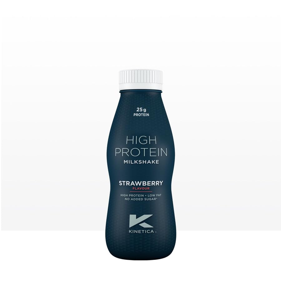Kinetica Ready-to-Drink Protein Shake, 12 X 330mls, 165 cals, 25g Protein per Bottle, Low Fat (Strawberry) Kinetica buy supplements canada