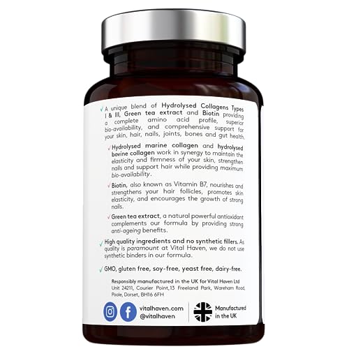 Advanced Collagen Complex - Hydrolised Marine Collagen (Type I) + Hydrolised Bovine Grass Vital Haven buy supplements canada