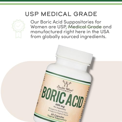 Boric Acid Suppositories 60 Count, Supports Women Health (Easy Dissolve, Third Party Tested) by Double Wood Double Wood Supplements buy supplements canada