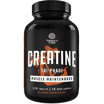 High Strength Tri Phase Creatine Pills - Muscle Mass Gainer and Muscle Recovery Creatine Natures Craft buy supplements canada