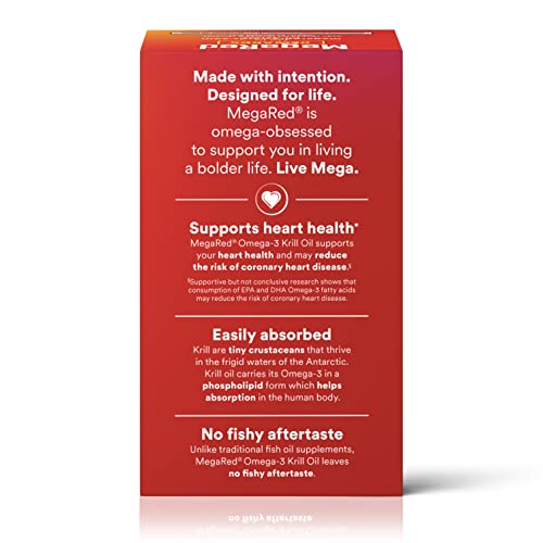 MegaRed Antarctic Krill Oil 500mg Omega 3 Fatty Acid Supplement, Extra Strength EPA & DHA Krill Oil Softgels (90cnt Box), Astaxanthin MegaRed buy supplements canada