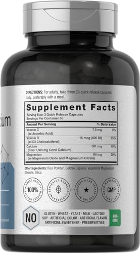 Coral Calcium 1500mg 150 Capsules | Plus Magnesium | Non-GMO, Gluten Free Supplement Horbäach buy supplements canada