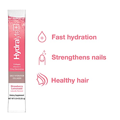 Hydralyte Plus Collagen Effervescent Electrolytes Powder Sachets - 20 Strawberry Lemonade Flavored Sticks Hydralyte buy supplements canada