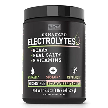 Enhanced Electrolyte Powder (Strawberry Kiwi | 90ct.) Sugar Free + BCAA, B-Vitamins Zeal Naturals buy supplements canada