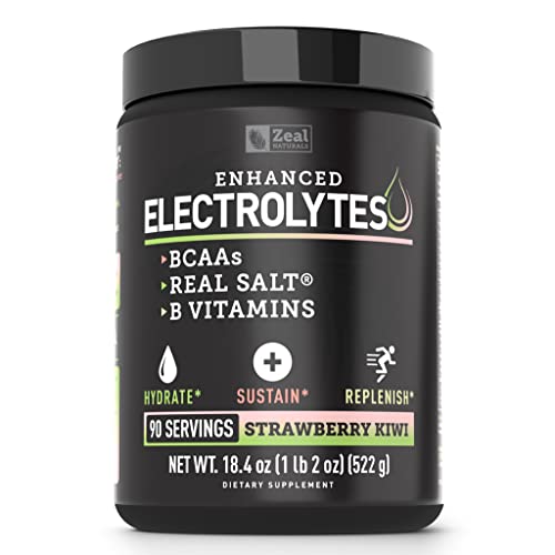 Enhanced Electrolyte Powder (Strawberry Kiwi | 90ct.) Sugar Free + BCAA, B-Vitamins Zeal Naturals buy supplements canada