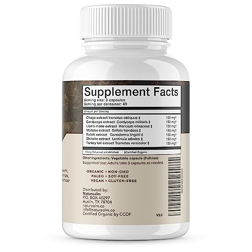 Naturealm Sacred 7 Mushroom Extract Capsules - Chaga, Cordyceps, Lion's Mane Naturealm buy supplements canada