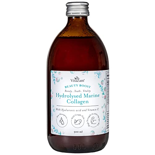 VitaZam Marine Collagen Liquid 10000mg with Hyaluronic Acid, Hydrolysed Peptide, Biotin for Hair, Skin, Nails, Joint, and Muscles, 500 ml VitaZam buy supplements canada