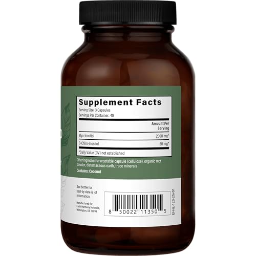 Earth Harmony Myo-Inositol & D-Chiro Inositol Supplement for Women, Ovarian & Hormone Balance for Women - Supports Normal Cycles, Fertility Supplement (120 Capsules) Earth Harmony Naturals buy supplements canada