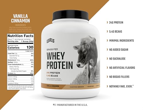 Levels Grass Fed 100% Whey Protein, No Hormones, Vanilla Cinnamon, 5LB Levels Nutrition buy supplements canada