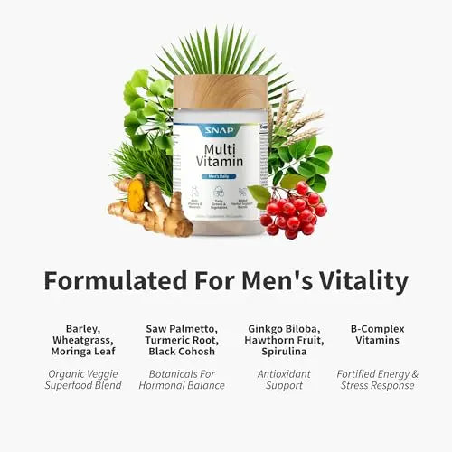 Snap Supplements Men's Multivitamins - Daily Vitamins & Minerals for Men - Vitamin D, B12, Zinc, Herbs & Vitamin C Snap Supplements buy supplements canada