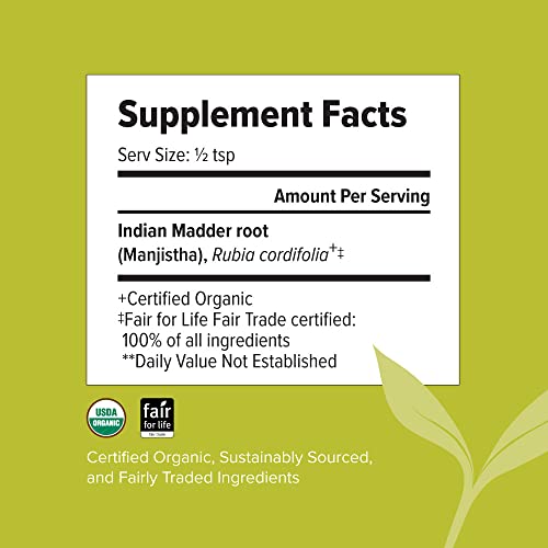 Banyan Botanicals Manjistha Powder, Spice Jar - USDA Organic - Rubia cordifolia - Cleanses Banyan Botanicals buy supplements canada