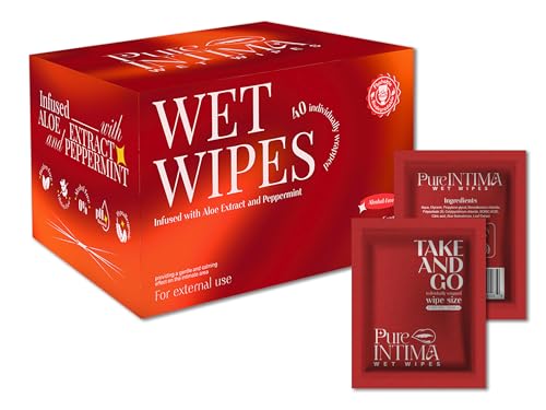 Feminine Wipes - Flushable Wet Wipes - Individually Wrapped 40 Units - pH Balanced- Alcohol-Free PureIntima buy supplements canada