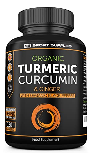 Organic Turmeric Capsules High Strength and Black Pepper with Active Curcumin SS Sport Supplies buy supplements canada