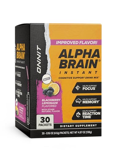 ONNIT Alpha Brain Instant Cognitive Support Drink Mix, BlackBerry Lemonade Flavor, Nootropic Supplement for Focus, Memory, and Clarity, 0.13 oz Packets, 30 Count ONNIT buy supplements canada