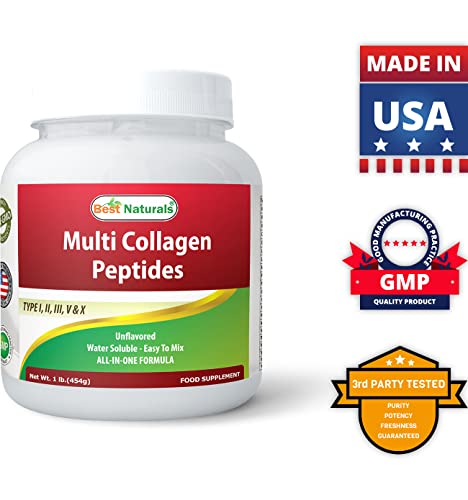 Best Naturals Multiple Collagen Peptides Protein Type I, II III, V & X Collagen unflavored 1 Pound Best Naturals buy supplements canada