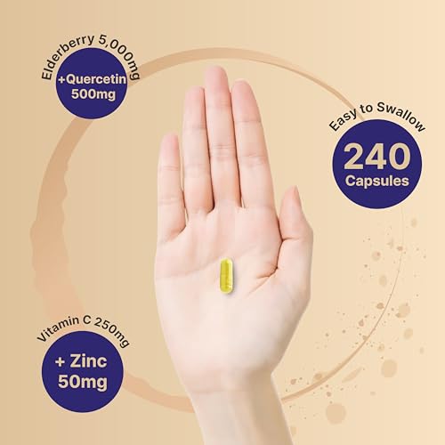 NatureBell Sambucus Elderberry Capsules, 5000mg Per Serving with Quercetin 500mg NatureBell buy supplements canada