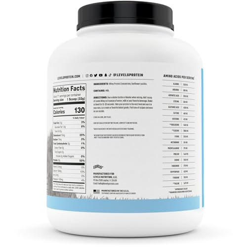 Levels Grass Fed 100% Whey Protein, No Hormones, Unflavored, 5LB Levels Nutrition buy supplements canada
