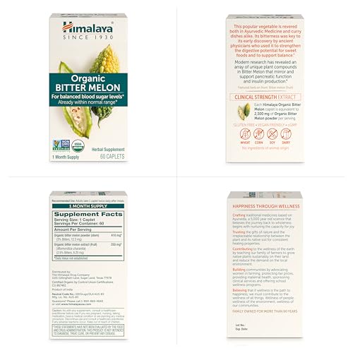 Himalaya Organic Bitter Melon for Glucose Metabolism, 660 mg, 60 Caplets, 1 Month Supply Himalaya buy supplements canada