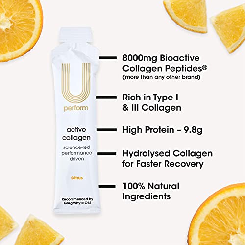 U Perform - Sports Muscle Recovery Supplement - High Protein Liquid Collagen Drink - Great for Joints Repair - Citrus Tasting and Natural Ingredients Based (8000mg) (14 sachets) U Perform buy supplements canada