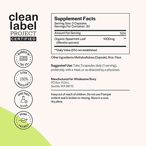Organic Spearmint Capsules | Great Alternative to Spearmint Tea | 1000mg Spearmint Leaf Wholesome Story buy supplements canada