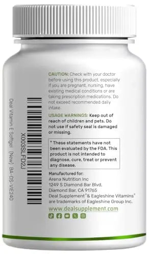 Vitamin E Supplements, 1,000 IU Per Serving, 240 Softgels – Extra Strength Antioxidant Protection – Bioavailable Stable Form DEAL SUPPLEMENT buy supplements canada
