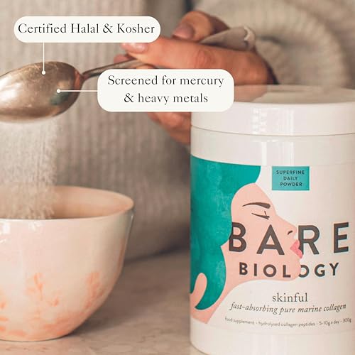 Bare Biology Collagen Powder, 300g/60 Servings - Skinful Pure Marine Collagen Supplement for Skin Bare Biology buy supplements canada