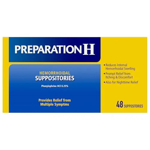 PREPARATION H Hemorrhoid Symptom Treatment Suppositories, Burning, Itching and Discomfort Relief (48 Count) Preparation H buy supplements canada
