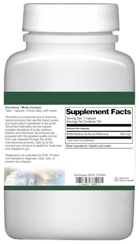 MSM - 450 mg (100 Capsules, ZIN: 510649) - 3 Pack Terravita buy supplements canada
