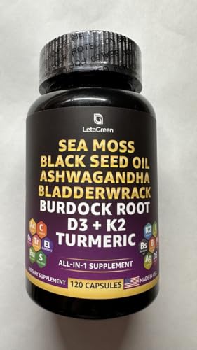 LetaGreen Irish Sea Moss Capsules – 120 Wildcrafted Sea Moss Pills with Black Seed Oil LetaGreen buy supplements canada