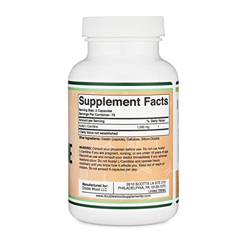 Acetyl L-Carnitine 1,000mg Per Serving, 150 Capsules (ALCAR for Brain Function Support Double Wood Supplements buy supplements canada