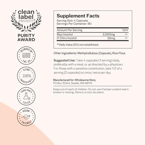 Myo-Inositol & D-Chiro Inositol Capsules, 90-Day Supply, 40:1 Ratio for Hormonal Balance Wholesome Story buy supplements canada