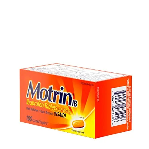 Motrin IB, Ibuprofen 200mg Tablets, Pain Reliever & Fever Reducer for Muscular Aches, Headache, Backache, Menstrual Cramps & Minor Arthritis Pain, NSAID, 100 Ct Motrin buy supplements canada