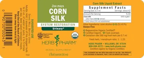 Herb Pharm Certified Organic Corn Silk Liquid Extract for Urinary System Support, 1 Fl Oz Herb Pharm buy supplements canada