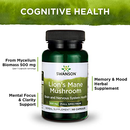 Swanson Lion's Mane Mushroom Capsules - 500 mg Each, 60 Capsules Swanson buy supplements canada