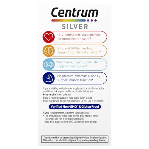 Centrum Silver Multivitamin for Men 50 Plus, Multimineral Supplement, Vitamin D3, B-Vitamins and Zinc, Gluten Free, Non-GMO Ingredients, Supports Memory Centrum buy supplements canada