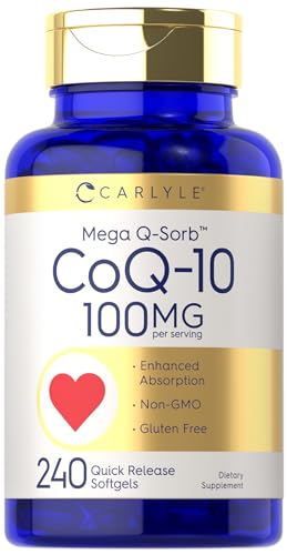 Carlyle CoQ10 100mg | 240 Softgels | Mega Q-Sorb Coenzyme Q-10 | with Black Pepper Carlyle buy supplements canada
