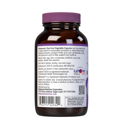 Bluebonnet Nutrition Eye Care Macular & Blue, Eye Health & Blue Light Support*, Vegan, Kosher-Certified, Gluten-Free, Dairy-Free, 60 Vegetable Capsules, 30 Servings BlueBonnet buy supplements canada