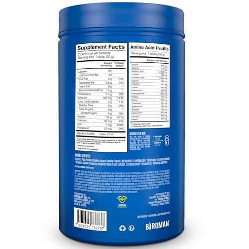 BIRDMAN Falcon Organic Vegan Protein Powder Vanilla, 24g Protein, Sugar Free, Probiotics BIRDMAN buy supplements canada