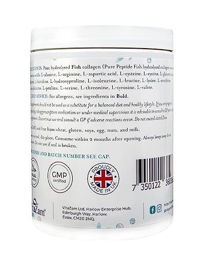 Vitazam Pure Marine Collagen Powder - 100% Hydrolysed Collagen Peptides for Hair Skin and Nails VitaZam buy supplements canada