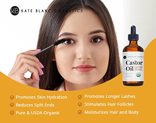 Kate Blanc Cosmetics Organic Castor Oil (4oz). 100% Pure, Cold Pressed, Hexane Free in a Glass Bottle Kate Blanc Cosmetics buy supplements canada