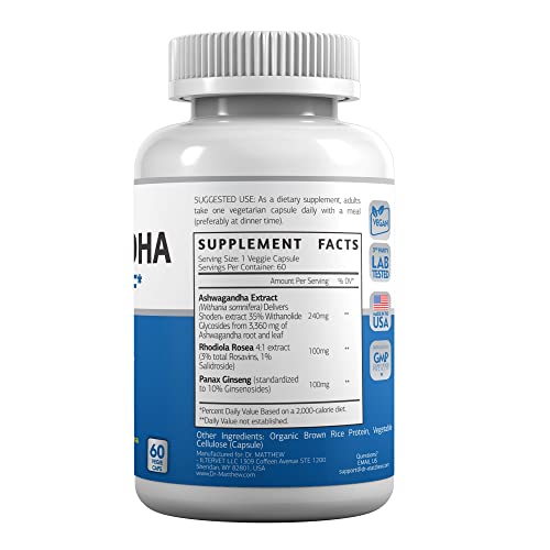 Aswagandha Vitamin Stress Relief Supplement. Cortisol Blocker Ashwagandha Capsules Dr. Matthew buy supplements canada